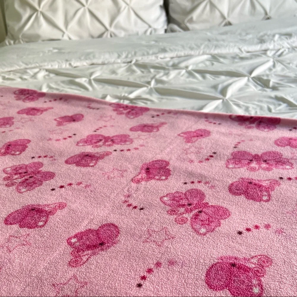 Vintage•Limited Too•Butterflies & Stars Soft Plush Pink Graphic Throw Bl… - Picture 5 of 7